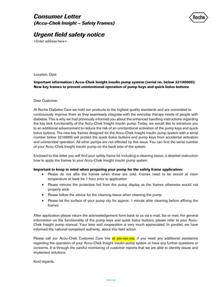 Roche Accu-Chek Insight Urgent Field Safety Notice Jan 2019