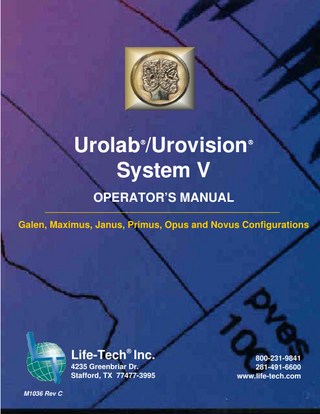 Urolab - Urovision System V Operators Manual Rev C