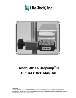 Model 3011A Uropump III Operators Manual Rev B
