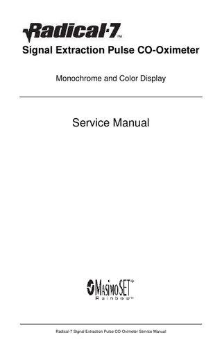 Radical-7 Signal Extraction Pulse CO-Oximeter Service Manual