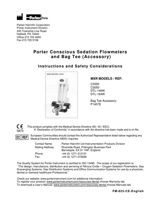 MXR FLOWMETER Instructions and Safety Considerations