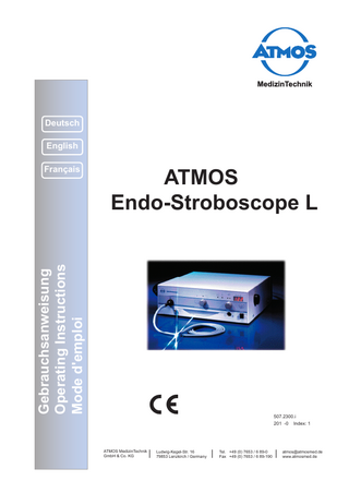 Endo-Stroboscope L Operating Instructions April 2013