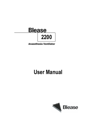 Model 2200 Anaesthesia Ventilator User Manual Issue 1 Aug 1998