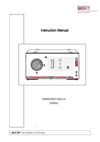 Instruction Manual  ENDOLIGHT LED 2.2 51640x1  GA-A 307 / en / 2015-06 V1.0 / PDG 00-0000  