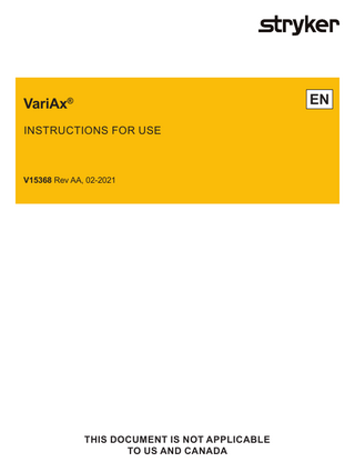 EN  VariAx® INSTRUCTIONS FOR USE  V15368 Rev AA, 02-2021  THIS DOCUMENT IS NOT APPLICABLE TO US AND CANADA  