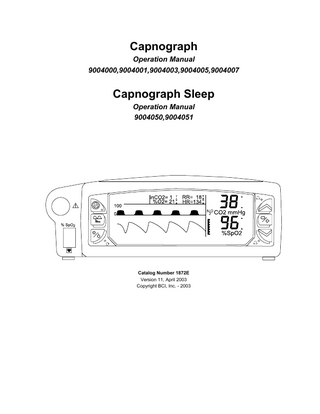 Model 9004000 series Capnograpgh and Capnograpgh Sleep Operation Manual Ver 11 April 2003