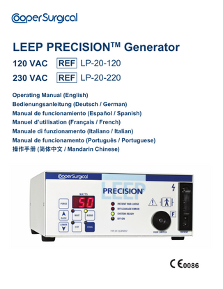 LEEP PRECISION Generator Operating Manual Rev A April 2017