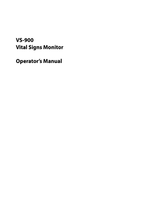 VS-900 Vital Signs Monitor Operators Manual Rev 6.0 Sept 2015