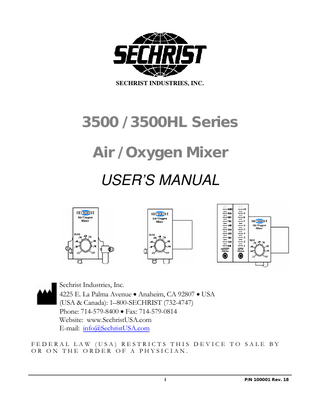 100001R18 3500 and 3500 HL Series Users Manual Rev 18 Nov 2017
