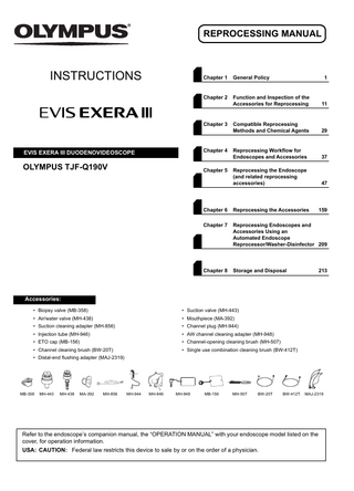 EVIS EXERA III DUODENOVIDEOSCOPE Reprocessing Instructions 