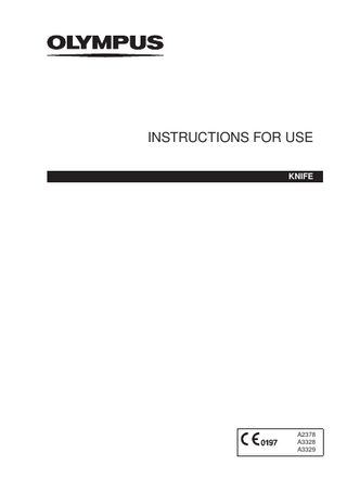 INSTRUCTIONS FOR USE KNIFE  A2378 A3328 A3329  