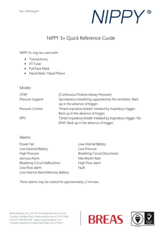 Nippy 3+ Quick Reference Guide v3 Aug 2017