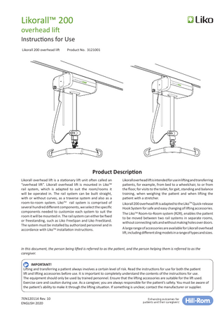 Likorall 200 Overhead Lift Instructions for Use Rev. 10