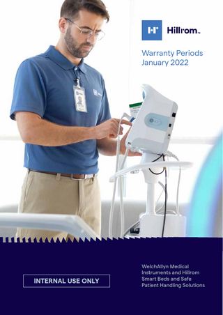 Warranty Periods January 2022  INTERNAL USE ONLY  WelchAllyn Medical Instruments and Hillrom Smart Beds and Safe Patient Handling Solutions  