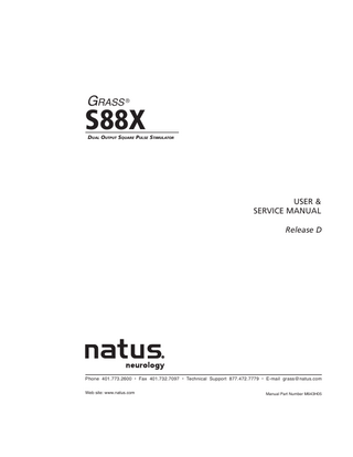 Grass S88X User and Service Manual Release D