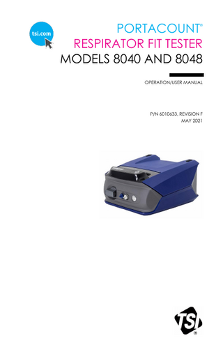 PORTACOUNT MODEL 8040 and 8048 Operation / User Manual Rev F May 2021