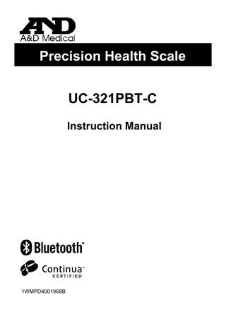 Precision Health Scale UC-321PBT-C Instruction Manual  1WMPD4001968B  