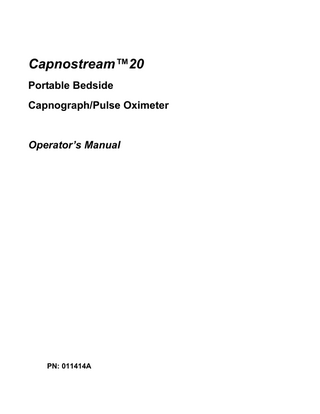 Capnostream 20 Operators Manual PN 011414A