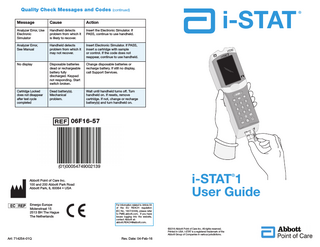i-STAT User Guide Rev Date 4 Feb 2016