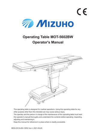 Operating Table Model MOT-5602BW Operators Manual  Ver.4 September 2021