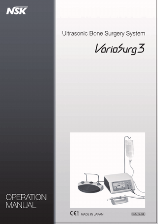 VarioSurg3 Ultrasonic Bone Surgery System Operation Manual July 2016