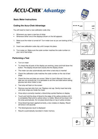 Accu-Chek Advantage 3 Basic Meter Instructions