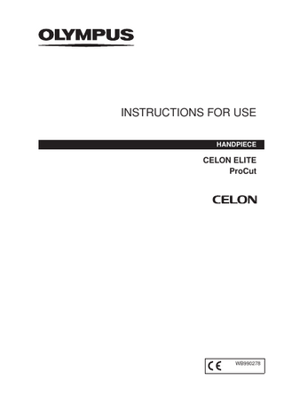 INSTRUCTIONS FOR USE HANDPIECE  CELON ELITE ProCut  WB990278  