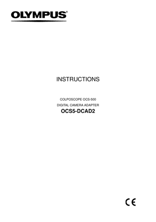 INSTRUCTIONS  COLPOSCOPE OCS-500 DIGITAL CAMERA ADAPTER  OCS5-DCAD2  
