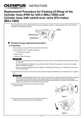 UHI-3 Cylinder Hose O-Ring Replacement Procedure Instructions Dec 2021