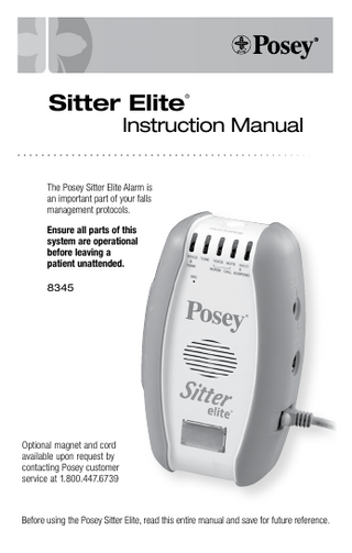 Posey Sitter Elite Instruction Manual 8345 Rev G Jan 2015
