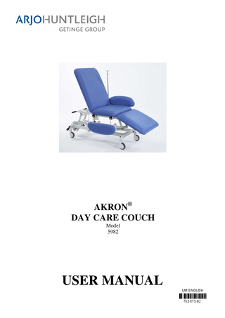 AKRON® DAY CARE COUCH Model 5982  USER MANUAL UM ENGLISH 792-670-01  