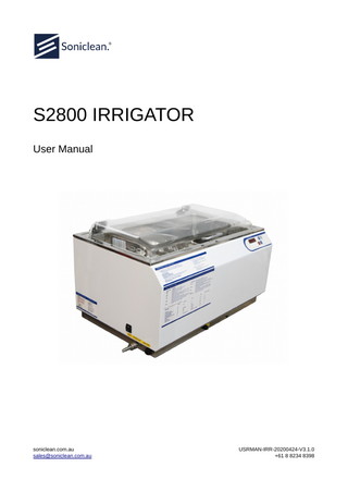 Ultrasonic Irrigator S2800 User Manual Ver  V3.1.0 April 2020