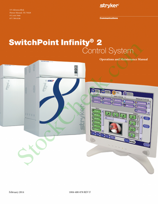 SwitchPoint Infinity 2 Control System Operations and Maintenance Manual REV F Feb 2014
