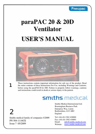 Pneupac paraPAC 200 & 200D Users Manual Issue 7 May 2009