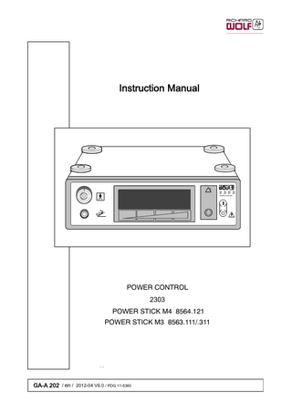 Instrument Driver Power System Model 2303 for Power Stick M3 or M4 Instructions for Use April 2012