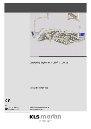 Operating Lights marLED® V10/V16  Instructions for Use  EN V. 1.3 (2014-01) 90-743-52-13  Valid from release SW 14 and release HW 21  