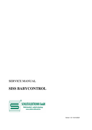 SISS BABYCONTROL Service Manual Ver 1.01 Oct 2012