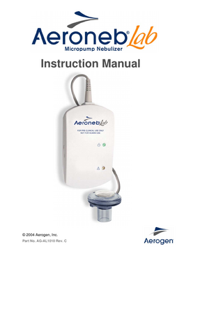 Aeroneb Lab Micro Pump Nebulizer Instruction Manual Rev C 2004