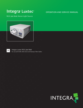 Luxtec MLX 300W Xenon Light Source Operation and Service Manual Rev C Feb 2012