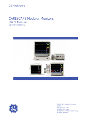CARESCAPE Modular Monitors Users Manual sw ver 2 Dec 2012