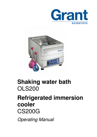 Shaking water bath OLS200 Refrigerated immersion cooler CS200G Operating Manual  
