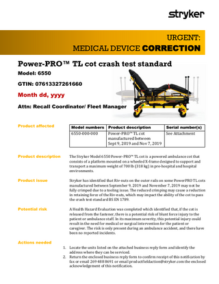 PowerPRO TL Model 6550 Medical Device Correction June 2020