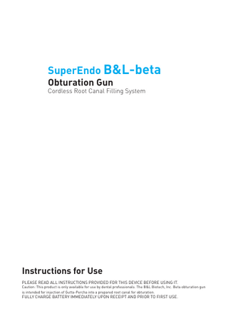 SuperEndo B&L-beta Obturation Gun Instructions for Use Rev.002 Dec 2009