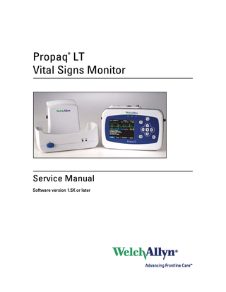 Propaq LT Vital Signs Monitor Service Manual Sw Ver 1.5X
