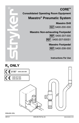 Maestro Pneumatic System Instructions for Use Rev AA Jan 2020