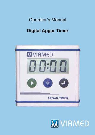 Operator’s Manual Digital Apgar Timer  VIAMED  