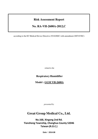 GGM VH-2600A Risk Assessment Oct 2012