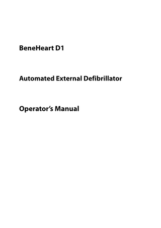 BeneHeart D1 Operators Manual Rev 9.0 Jan 2019