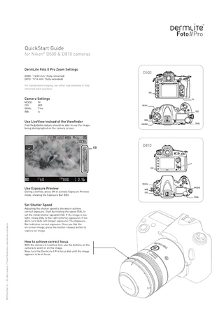 Dermlite FotoII Pro Quick Start Guide for Nikon series Cameras
