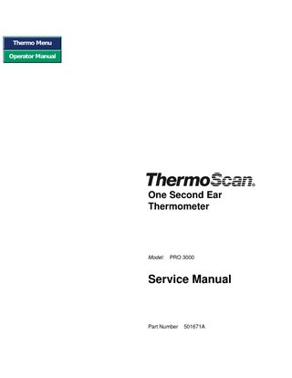 ThermoScan PRO 3000 Service Manual Rev A